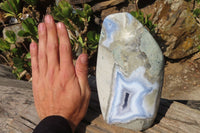 Polished Blue Lace Agate Standing Free Forms x 1 From Nsanje, Malawi