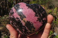 Polished Rhodonite Hearts x 3 From Ambindavato, Madagascar