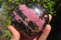 Polished Rhodonite Hearts x 3 From Ambindavato, Madagascar