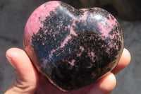 Polished Rhodonite Hearts x 3 From Ambindavato, Madagascar