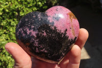 Polished Rhodonite Hearts x 3 From Ambindavato, Madagascar