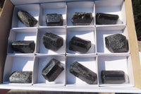 Natural Alluvial Schorl Black Tourmaline Crystals x 12 From Zimbabwe