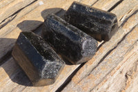 Natural Alluvial Schorl Black Tourmaline Crystals x 12 From Zimbabwe