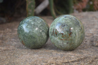 Polished Chrysoprase Spheres x 6 From Ambatondrazaka, Madagascar