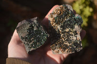 Natural Libethenite Crystals On Dolomite Matrix Specimens x 3 From Shituru, Congo