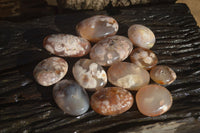 Polished Ocean Flower Agate Galet / Palm Stones x 12 From Antsahalova, Madagascar