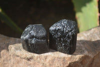 Natural Alluvial Schorl Black Tourmaline Crystals x 18 From Zimbabwe