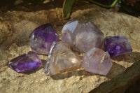 Polished Window Amethyst Crystals x 6 From Ankazobe, Madagascar