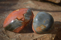 Polished On One Side Polychrome Jasper Nodules x 12 From Mahajanga, Madagascar