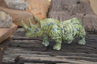 Polished Leopard Stone Rhino Carving x 1 From Zimbabwe