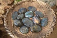 Polished Labradorite Galets / Palm Stones x 12 From Tulear, Madagascar