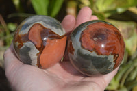 Polished Polychrome Jasper Spheres x 3 From Mahajanga, Madagascar