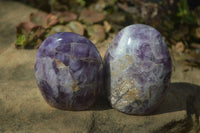 Polished Chevron Amethyst Standing Free Forms x 6 From Madagascar