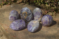 Polished Chevron Amethyst Standing Free Forms x 6 From Madagascar