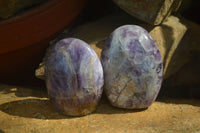 Polished Chevron Amethyst Standing Free Forms x 6 From Madagascar