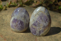 Polished Chevron Amethyst Standing Free Forms x 6 From Madagascar