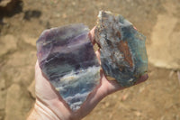 Polished One Side Watermelon Fluorite x 4 From Uis, Namibia