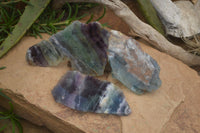 Polished One Side Watermelon Fluorite x 4 From Uis, Namibia