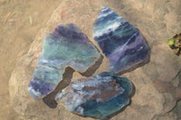 Polished One Side Watermelon Fluorite x 4 From Uis, Namibia