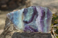 Polished One Side Watermelon Fluorite x 4 From Uis, Namibia