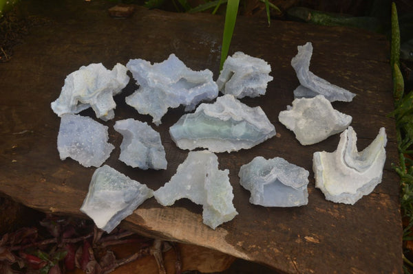 Natural Etched Blue Chalcedony Specimens x 12 From Nsanje, Malawi