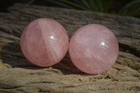 Polished Star Rose Quartz Spheres x 2 From Ambatondrazaka, Madagascar