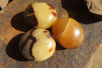 Polished Septerye Galets / Palm Stones x 12 From Mahajanga, Madagascar