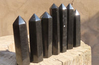 Polished Black Basalt Points x 7 From Madagascar