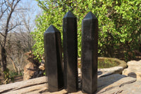 Polished Black Basalt Points x 7 From Madagascar