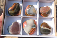 Polished Polychrome Jasper Hearts x 6 From Madagascar