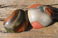 Polished Polychrome Jasper Hearts x 6 From Madagascar