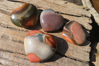 Polished Polychrome Jasper Hearts x 6 From Madagascar