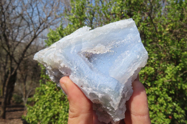 Natural Etched Blue Chalcedony Specimens x 2 From Nsanje, Malawi