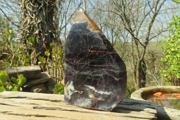 Polished Watermelon Fluorite Standing Free Form x 1 From Uis, Namibia