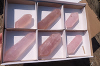 Polished Rose Quartz Points x 6 From Madagascar