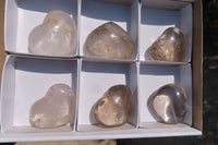 Polished Smokey Quartz Hearts x 6 From Madagascar