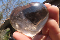 Polished Smokey Quartz Hearts x 6 From Madagascar