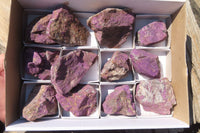 Natural Metallic Purpurite Cobbed Specimens x 12 From Erongo, Namibia