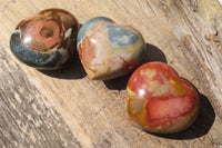 Polished Polychrome Jasper Hearts x 6 From Madagascar