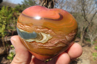 Polished Polychrome Jasper Hearts x 6 From Madagascar