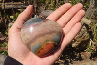 Polished Polychrome Jasper Hearts x 6 From Madagascar