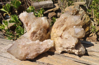 Natural Smokey Quartz Clusters x 3 From Luena, Congo