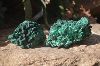 Natural Silky Malachite Specimens x 2 From Kasompe, Congo