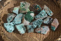 Natural Chrysocolla & Malachite Dolomite Specimens x 15 From Likasi, Congo