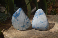 Polished Blue Spinel Quartz Standing Free Forms x 2 From Madagascar