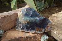 Polished Watermelon Fluorite Slice x 1 From Uis, Namibia