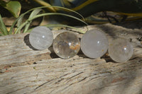 Polished Rock Crystal Quartz Balls x 4 From Ambatondrazaka, Madagascar