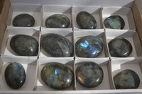 Polished Labradorite Galet / Palm Stones x 12 From Tulear, Madagascar