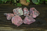 Natural Rhodonite Cobbed Specimens x 6 From Zimbabwe