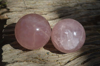 Polished Star Rose Quartz Spheres x 2 From Madagascar